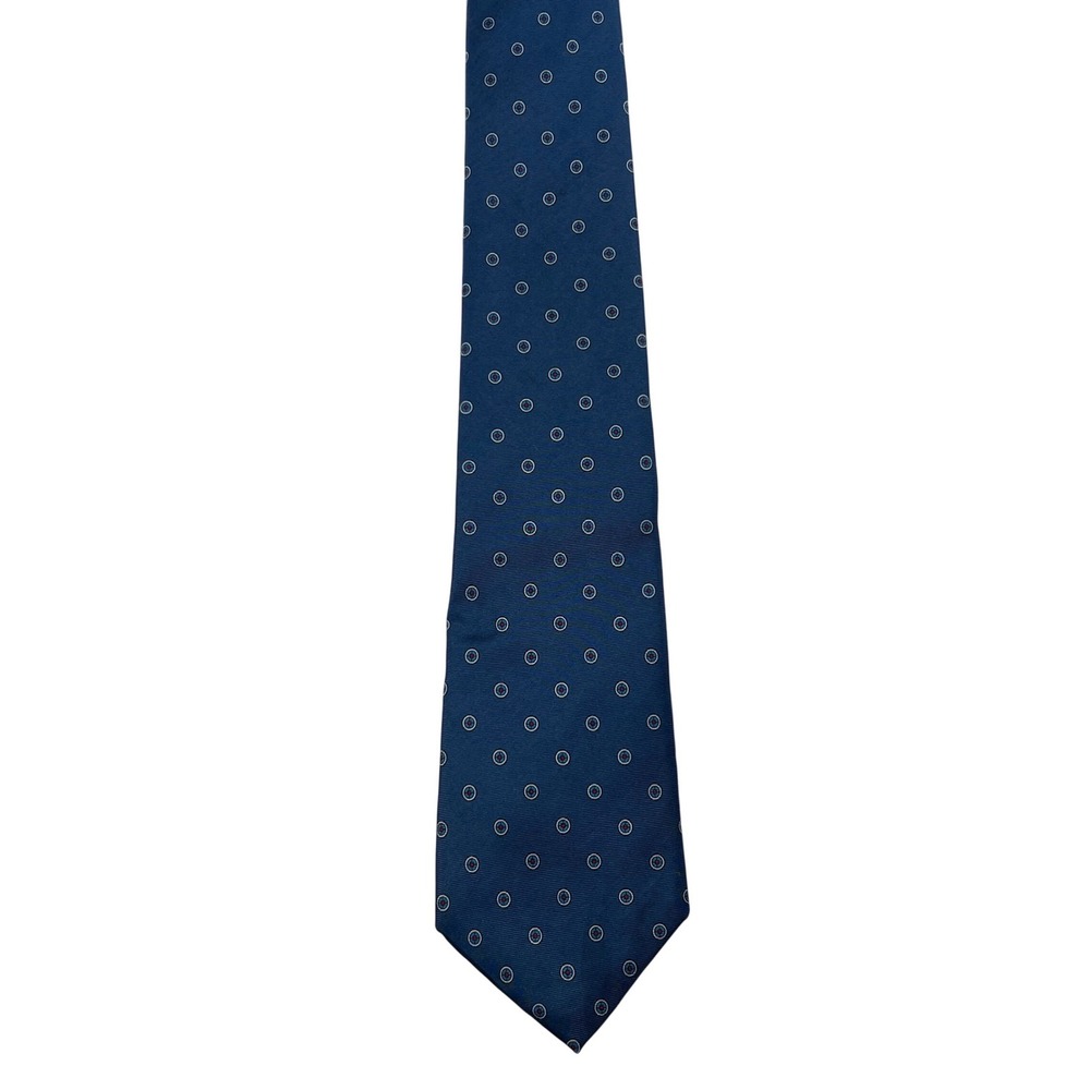 Arrow Dover Men's Blue 100% Silk Tie with White Red Circles‎ Pattern